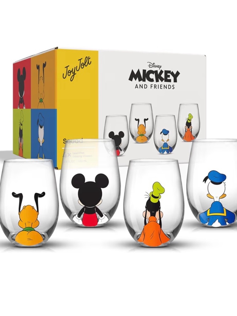 Disney Mickey and Friends Stemless Wine Glasses - Set of 4